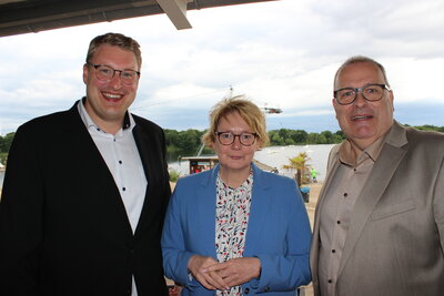 Cuxland-Empfang 2026: B&uuml;rgermeister Schiffdorf Henrik W&auml;rner, Innenministerin Daniela Behrens, Landrat Thorsten Kr&uuml;ger